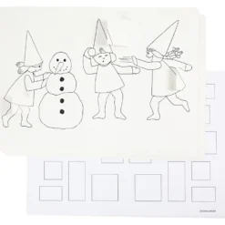 Adventskalender med nissar som har snöbollskrig, A3, stl. 30x42 cm, vit, 30 st./ 1 förp.