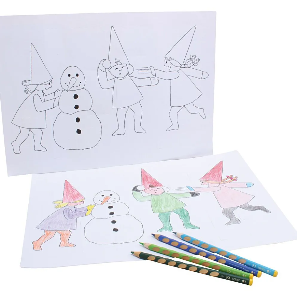 Adventskalender med nissar som har snöbollskrig, A3, stl. 30x42 cm, vit, 30 st./ 1 förp.