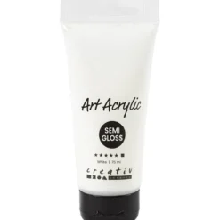 Akrylfärg, halvblank, täckande, vit, 75 ml/ 1 flaska
