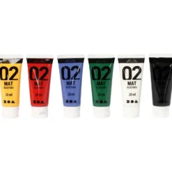 Akrylfärg Matt, standardfärger, 6x20 ml/ 1 förp.