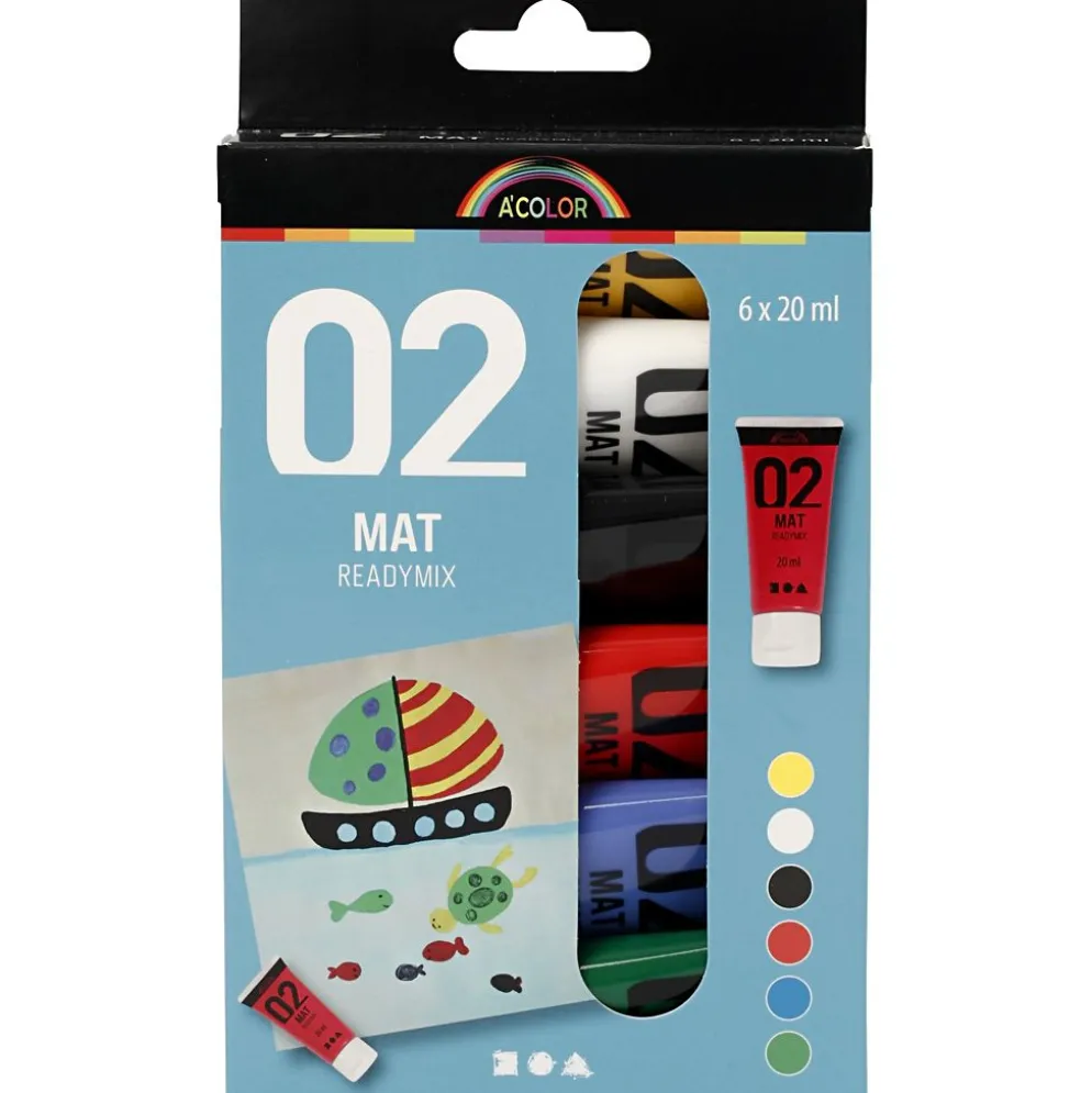 Akrylfärg Matt, standardfärger, 6x20 ml/ 1 förp.
