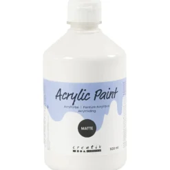 Akrylfärg Matt, vit, 500 ml/ 1 flaska