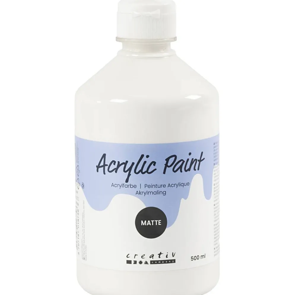 Akrylfärg Matt, vit, 500 ml/ 1 flaska