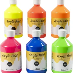 Akrylfärg Neon, neonfärger, 6x500 ml/ 1 förp.