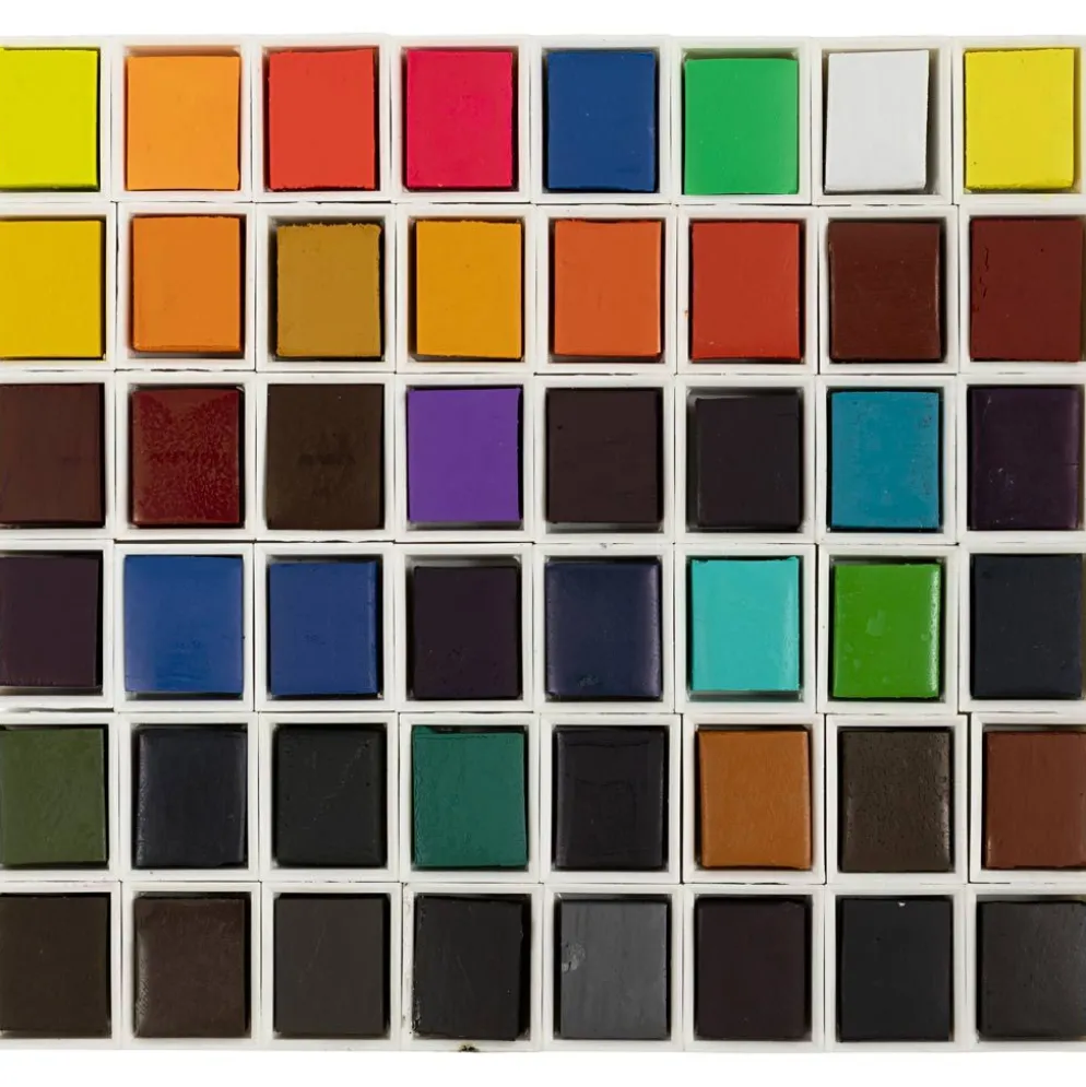 Art Akvarellfärger, ½-pan, stl. 10x15x20 mm, standardfärger, 48 färg/ 1 förp.
