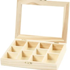 Ask med glaslock, stl. 15,5x20,5x3,5 cm, Hålstl. 4,3x6,6 cm, 1 st.