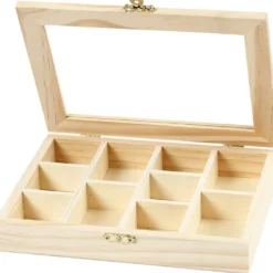 Ask med glaslock, stl. 15,5x20,5x3,5 cm, Hålstl. 4,3x6,6 cm, 1 st.