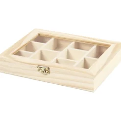Ask med glaslock, stl. 15,5x20,5x3,5 cm, Hålstl. 4,3x6,6 cm, 1 st.