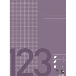 A4, stl. 21x29,7 cm, Antal sidor 64, rutor 5 × 5 mm, 70 g, lila, 1 st.