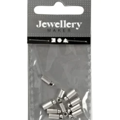 Avslutningshylsor, L: 8 mm, Dia. 2 mm, försilvrad, 10 st./ 1 förp.
