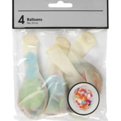 Ballonger med konfetti, runda, Dia. 23 cm, transparent, 4 st./ 1 förp.