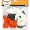 Ballonger, runda, Dia. 23-26 cm, svart, orange, vit, 10 st./ 1 förp.