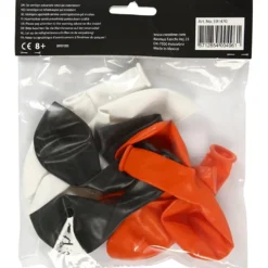 Ballonger, runda, Dia. 23-26 cm, svart, orange, vit, 10 st./ 1 förp.