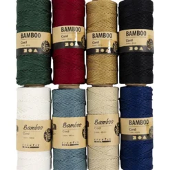 Bambusnöre, tjocklek 1 mm, mixade färger, 8x65 m/ 1 set