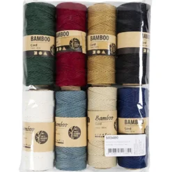 Bambusnöre, tjocklek 1 mm, mixade färger, 8x65 m/ 1 set