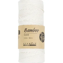 Bambusnöre, tjocklek 1 mm, vit, 65 m/ 1 rl.