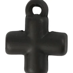 Berlocker, kors, stl. 10x10 mm, Hålstl. 1,5 mm, svart, 4 st./ 1 förp.