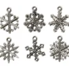 Berlocker, snöflingor, H: 20 mm, Hålstl. 1,5 mm, antiksilver, 18 mix./ 1 förp.