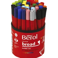 Berol Tusch, Dia. 10 mm, spets 1-1,7 mm, mixade färger, 42 st./ 1 burk