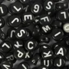 Bokstavspärlor, Dia. 7 mm, Hålstl. 1,2 mm, svart, 165 g/ 1 förp.