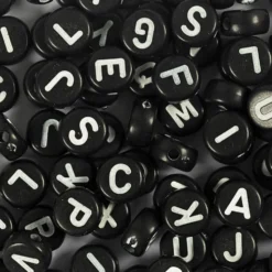 Bokstavspärlor, Dia. 7 mm, Hålstl. 1,2 mm, svart, 165 g/ 1 förp.
