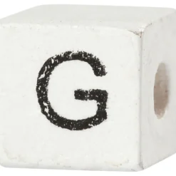 Bokstavspärlor, G, stl. 8x8 mm, Hålstl. 3 mm, vit, 25 st./ 1 förp.