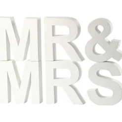 Bokstäver, MR & MRS , H: 17,5 cm, D: 4,5 cm, vit, 1 set