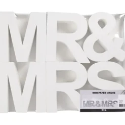 Bokstäver, MR & MRS , H: 17,5 cm, D: 4,5 cm, vit, 1 set