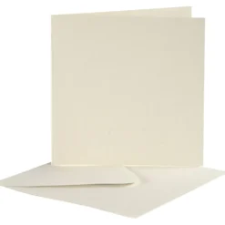 Brevkort, kortstl. 12,5x12,5 cm, kuvertstl. 13,5x13,5 cm, råvit, 10 set/ 1 förp.
