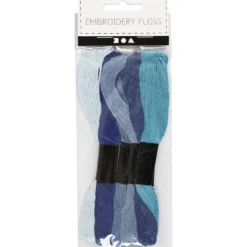 Broderitråd, tjocklek 1 mm, blå harmoni, 6 bunt/ 1 förp.