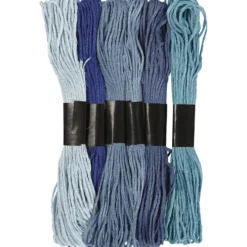 Broderitråd, tjocklek 1 mm, blå harmoni, 6 bunt/ 1 förp.