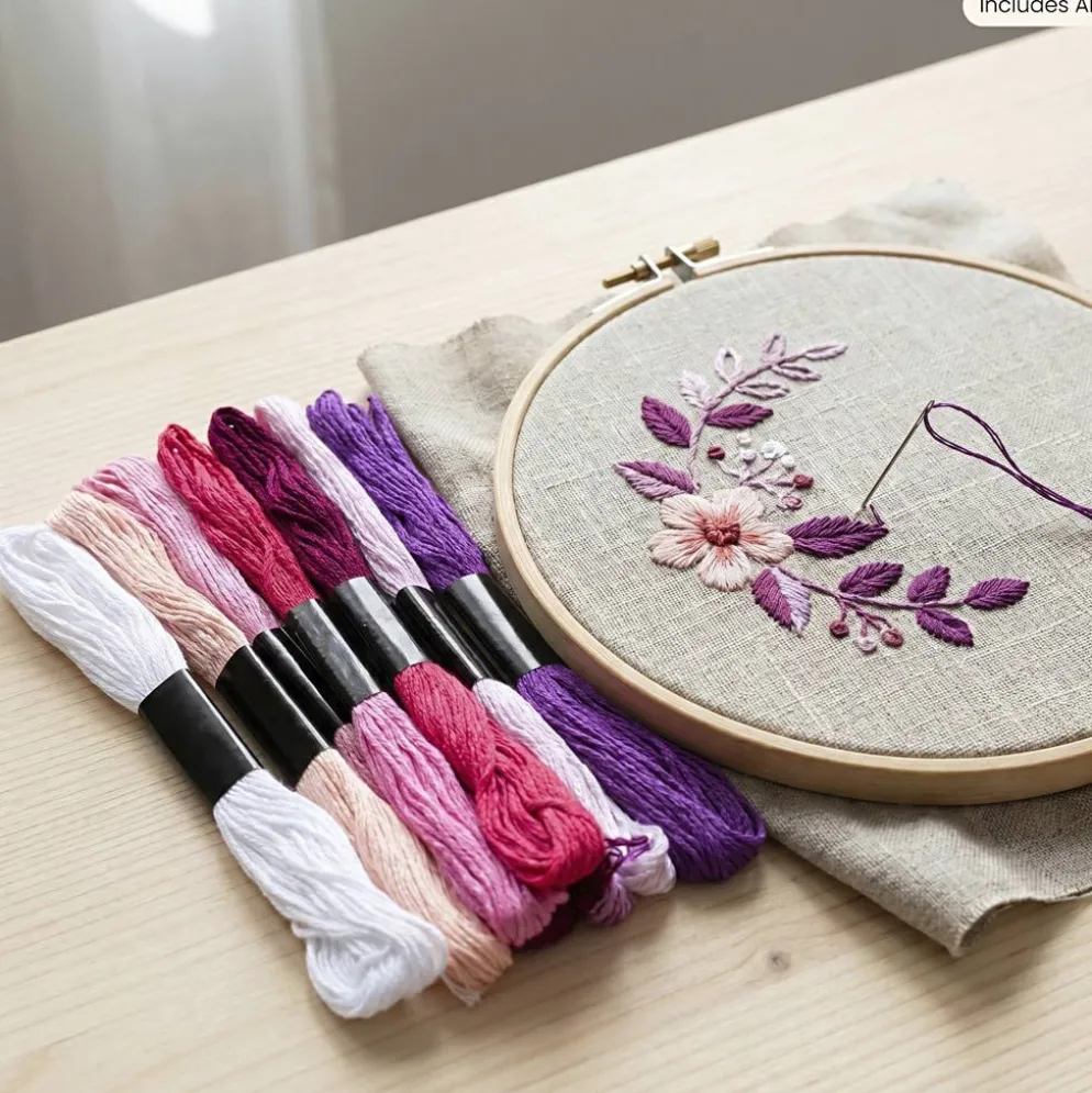 Broderitråd, tjocklek 1 mm, lila/pink harmoni, 10x8 m/ 1 förp.