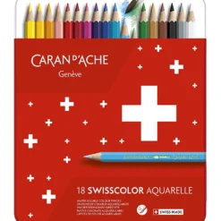 CARAN D'ACHE akvarellpennor, sexkantig, vattenlöslig, kärna 2,8 mm, mixade färger, 18 st./ 1 förp.