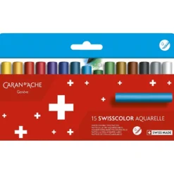 CARAN D’ACHE Neocolor II akvarellkritor, Junior, L: 5 cm, tjocklek 8,5 mm, mixade färger, 15 st./ 1 förp.