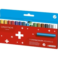 CARAN D’ACHE Neocolor II akvarellkritor, Junior, L: 5 cm, tjocklek 8,5 mm, mixade färger, 15 st./ 1 förp.