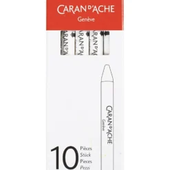 CARAN D’ACHE Neocolor II akvarellkritor, L: 10 cm, tjocklek 8,5 mm, white (001), 10 st./ 1 förp.