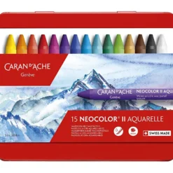 CARAN D’ACHE Neocolor II akvarellkritor, L: 10 cm, tjocklek 8,5 mm, mixade färger, 15 st./ 1 förp.