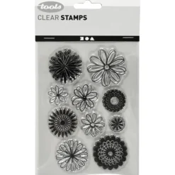Clear Stamps, blommor, ark 11x15,5 cm, 1 ark