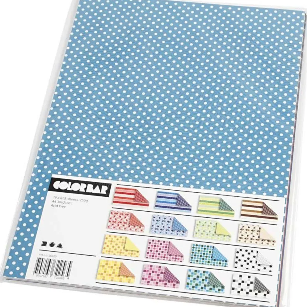 Colorbar Rivkartong, A4, ark 210x297 mm, 250 g, 16 mix. ark/ 1 förp.