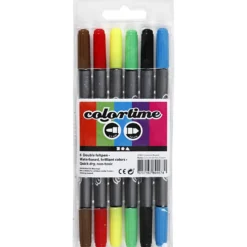 Colortime Dubbeltusch, spets 2,3+3,6 mm, standardfärger, 6 st./ 1 förp.
