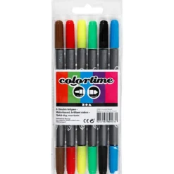 Colortime Dubbeltusch, spets 2,3+3,6 mm, standardfärger, 6 st./ 1 förp.