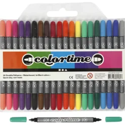 Colortime Dubbeltusch, spets 2,3+3,6 mm, standardfärger, 20 st./ 1 förp.