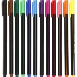 Colortime Fineliner-tuschpennor, spets 0,6-0,7 mm, mixade färger, 12 st./ 1 förp.