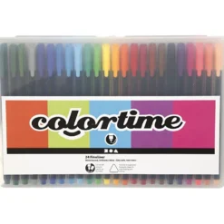 Colortime Fineliner-tuschpennor, spets 0,6-0,7 mm, mixade färger, 24 st./ 1 förp.