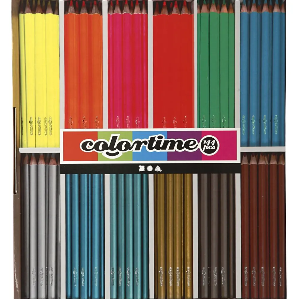 Colortime Färgblyerts, L: 17,45 cm, kärna 3 mm, metallicfärger, neonfärger, 144 st./ 1 förp.