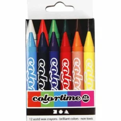 Colortime Färgkritor, L: 10 cm, tjocklek 11 mm, mixade färger, 12 st./ 1 förp.