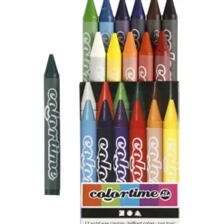 Colortime Färgkritor, L: 10 cm, tjocklek 11 mm, mixade färger, 12 st./ 1 förp.