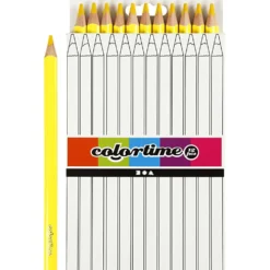 Colortime Färgpennor, L: 17,45 cm, kärna 5 mm, JUMBO, gul, 12 st./ 1 förp.