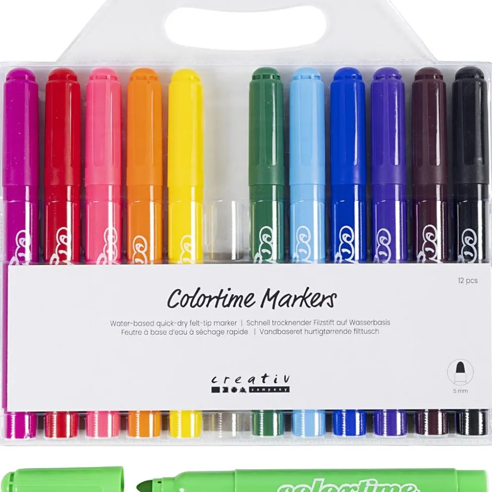 Colortime-pennor, spets 5 mm, standardfärger, 12 st./ 1 förp.