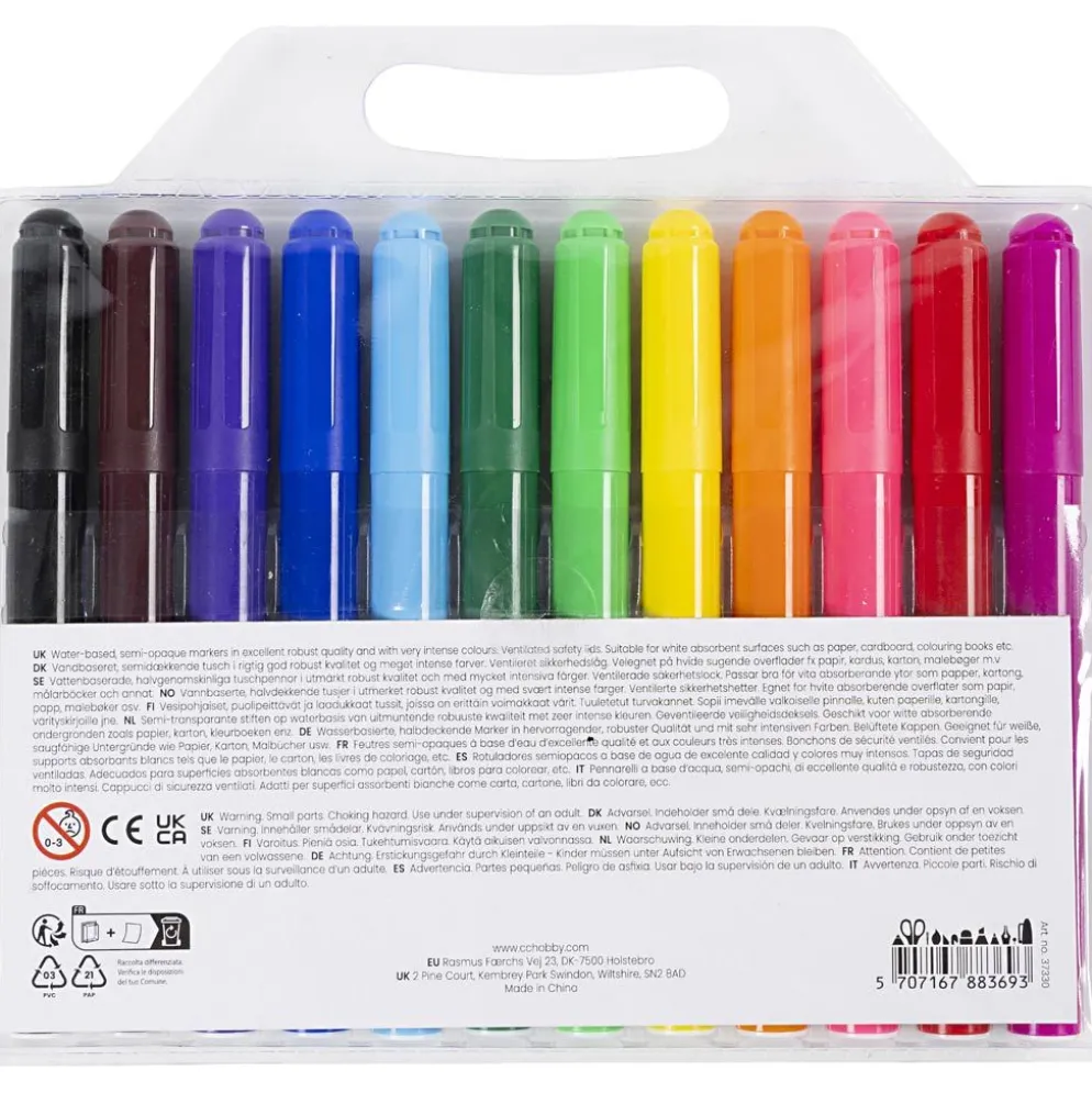 Colortime-pennor, spets 5 mm, standardfärger, 12 st./ 1 förp.